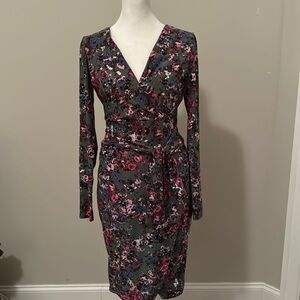 Long Sleeve Floral Wrap Dress